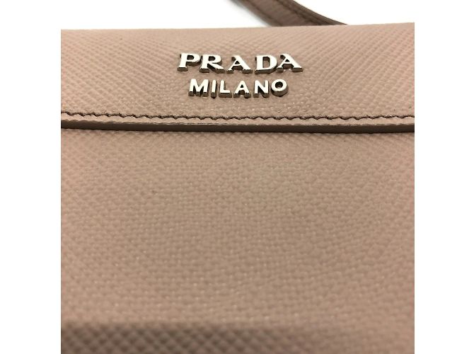 Borsa a spalla in pelle beige Prada BT955X - vista 3