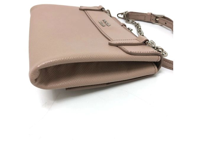 Borsa a spalla in pelle beige Prada BT955X - vista 5