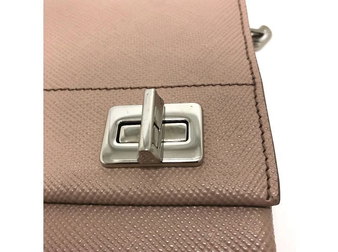 Borsa a spalla in pelle beige Prada BT955X - vista 6