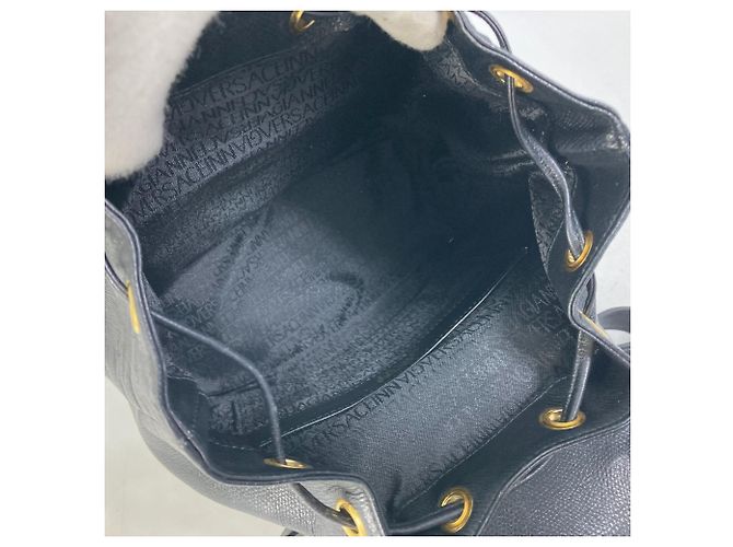 Mochila vintage de couro preto Versace - vista 14