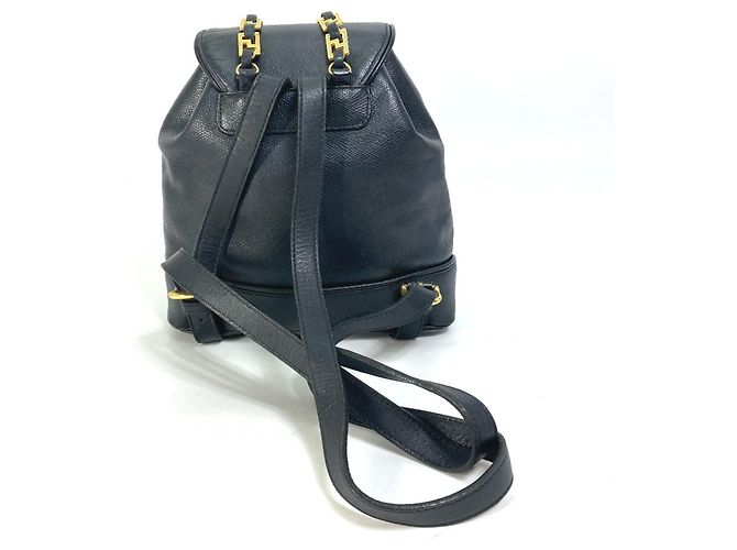 Mochila vintage de couro preto Versace - vista 2