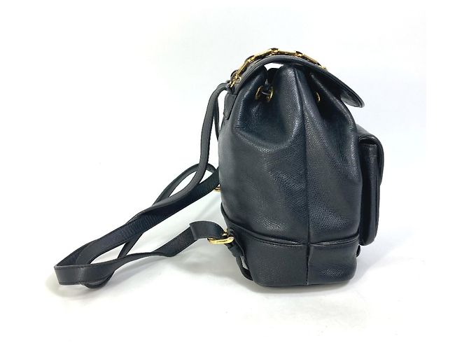 Mochila vintage de couro preto Versace - vista 3