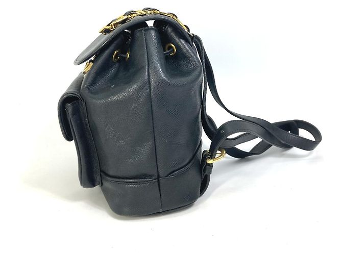 Mochila vintage de couro preto Versace - vista 4