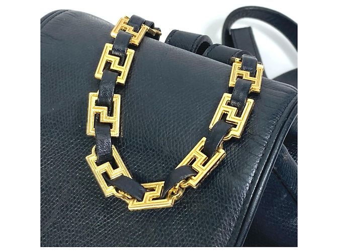 Mochila vintage de couro preto Versace - vista 6