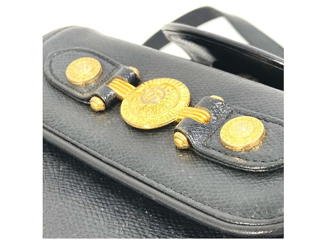 Mochila vintage de couro preto Versace - vista 9
