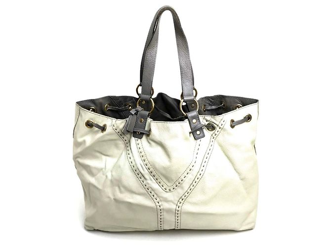 Graue Leder-Tote von Yves Saint Laurent Braun - Ansicht 9