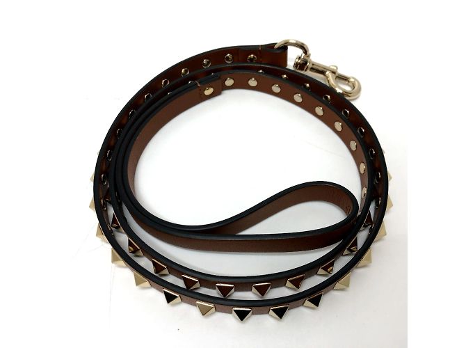 Coleira Valentino Pets em marrom com hardware dourado - vista 3