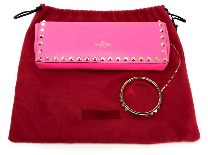 Clutch in pelle rosa Valentino Garavani - vista 13