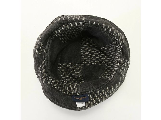 Bucket Louis Vuitton Bonnet Damier Giant Wave Baumwoll-Jeansmütze Schwarz - Ansicht 3
