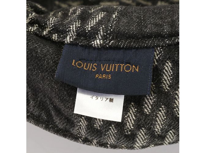 Bucket Louis Vuitton Bonnet Damier Giant Wave Baumwoll-Jeansmütze Schwarz - Ansicht 4