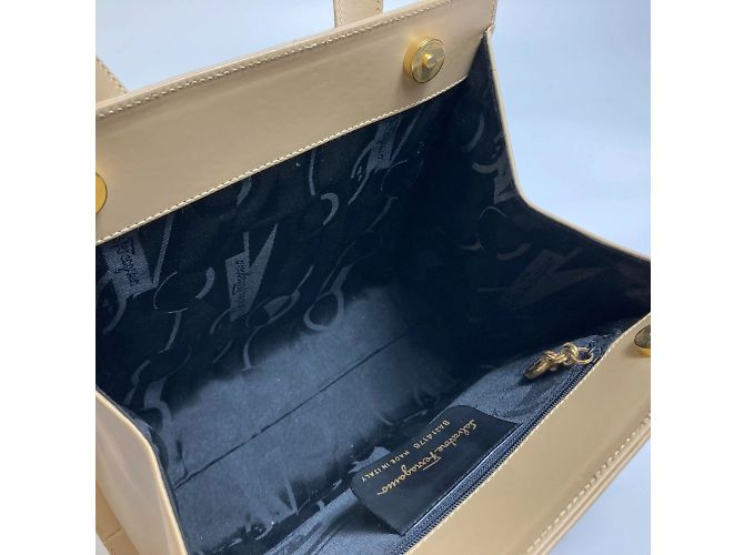 Borsa in pelle beige Salvatore Ferragamo - vista 13