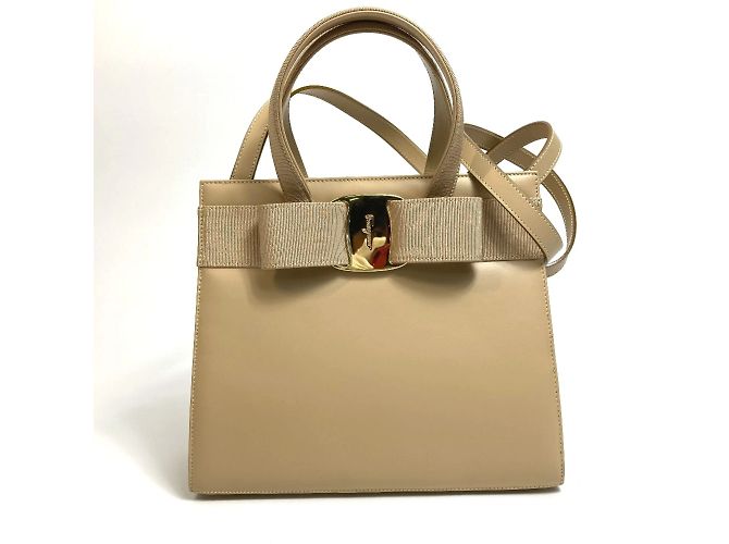Borsa in pelle beige Salvatore Ferragamo - vista 16