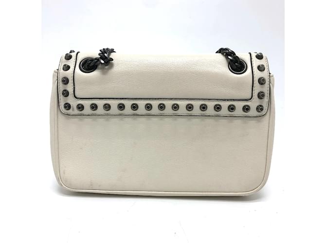 Borsa a Spalla Prada 1BD147 con Borchie Logo Bianco - vista 3