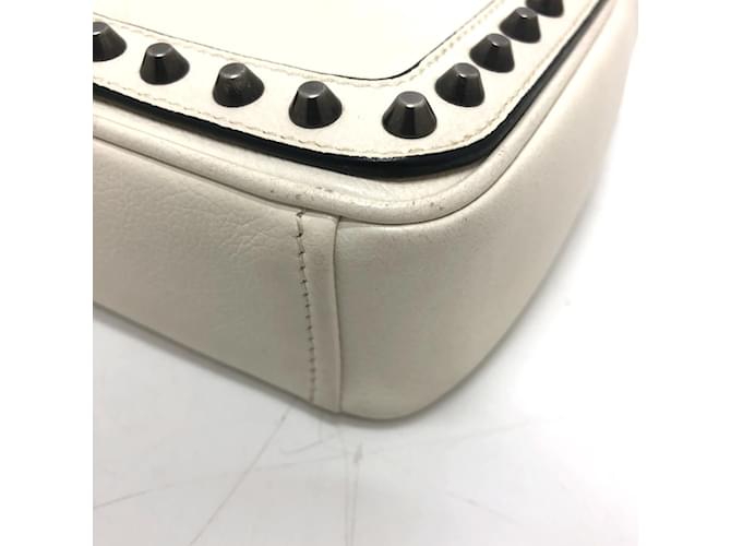 Borsa a Spalla Prada 1BD147 con Borchie Logo Bianco - vista 5