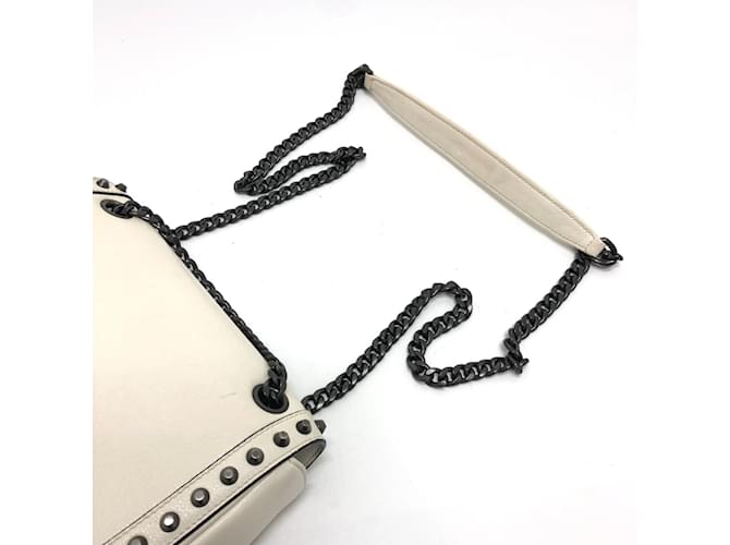Borsa a Spalla Prada 1BD147 con Borchie Logo Bianco - vista 8