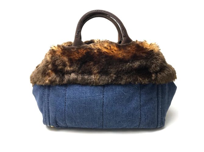 Borsa Tote Prada BN2182 in denim blu - vista 2