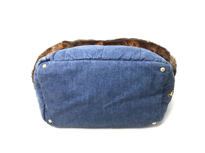 Borsa Tote Prada BN2182 in denim blu - vista 3