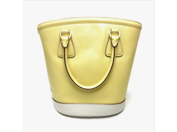 Borsa a spalla in pelle gialla Prada B2442B Giallo - vista 2