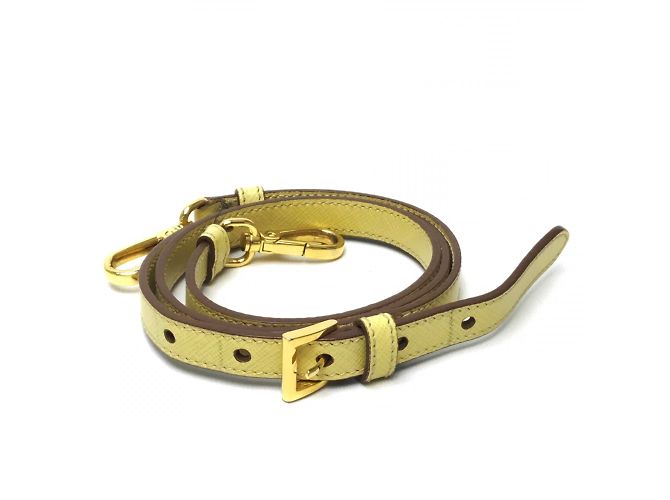 Borsa a spalla in pelle gialla Prada B2442B Giallo - vista 7