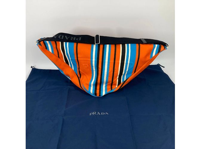 Borsa a Spalla Prada 2VY007 Stripe Arancione - vista 12