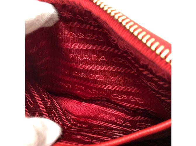 Borsa a spalla in tessuto rosso Prada - vista 10