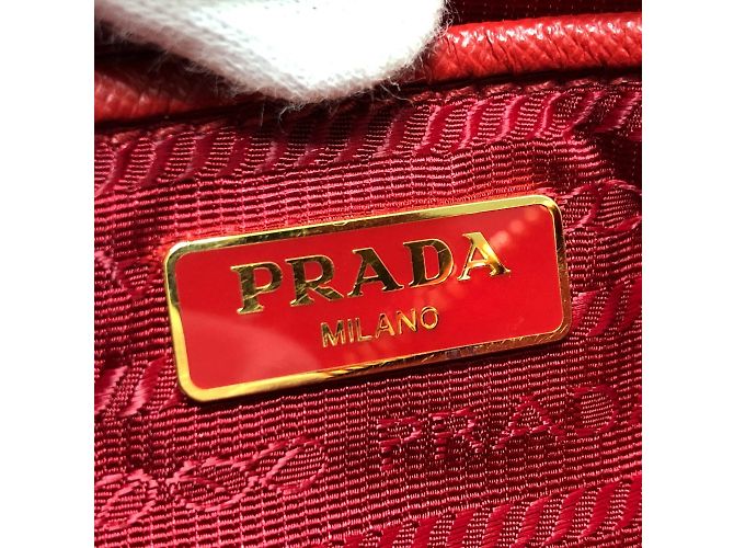 Borsa a spalla in tessuto rosso Prada - vista 11