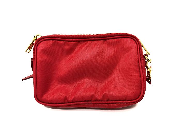 Borsa a spalla in tessuto rosso Prada - vista 2