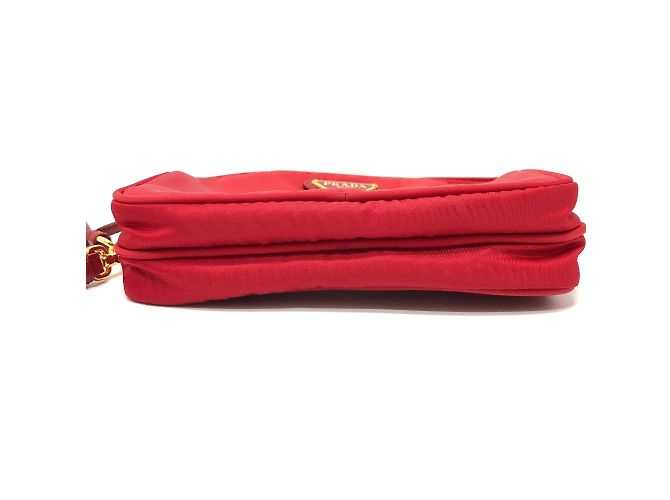 Borsa a spalla in tessuto rosso Prada - vista 4