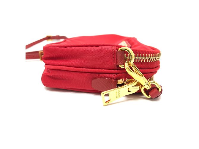 Borsa a spalla in tessuto rosso Prada - vista 5