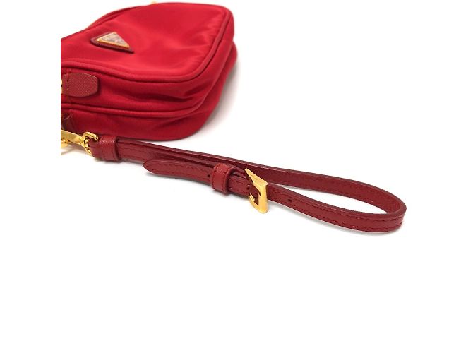 Borsa a spalla in tessuto rosso Prada - vista 7