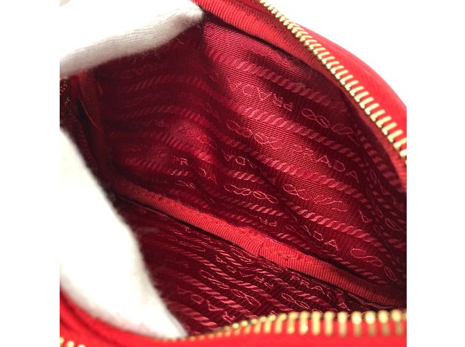 Borsa a spalla in tessuto rosso Prada - vista 8