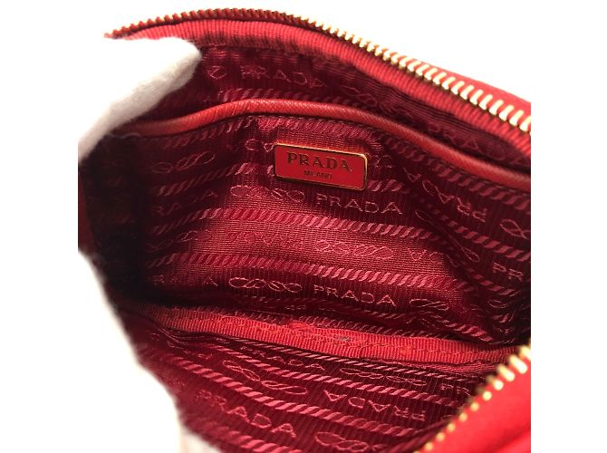Borsa a spalla in tessuto rosso Prada - vista 9