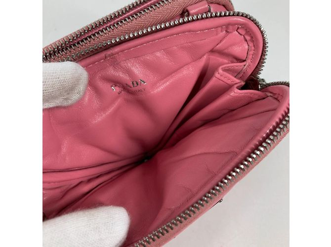Borsa a spalla in pelle rosa Prada - vista 10