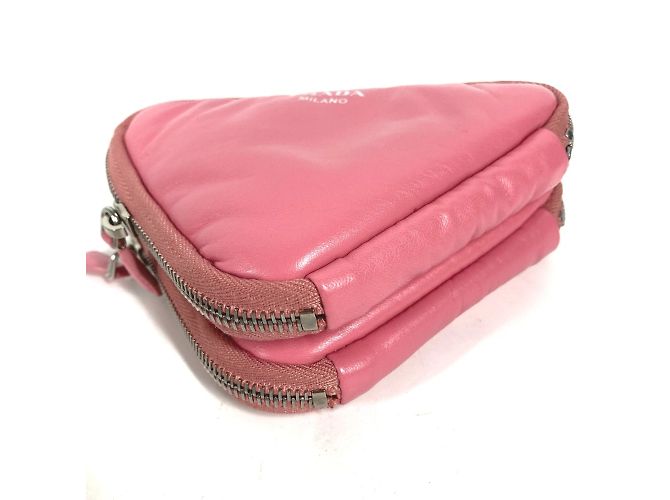 Borsa a spalla in pelle rosa Prada - vista 12