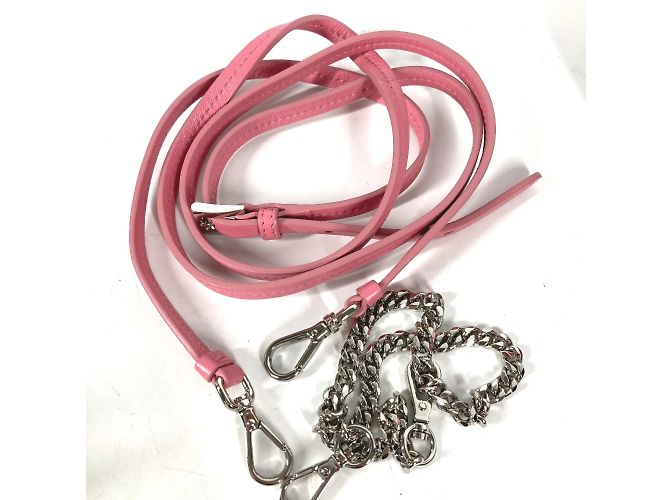 Borsa a spalla in pelle rosa Prada - vista 13