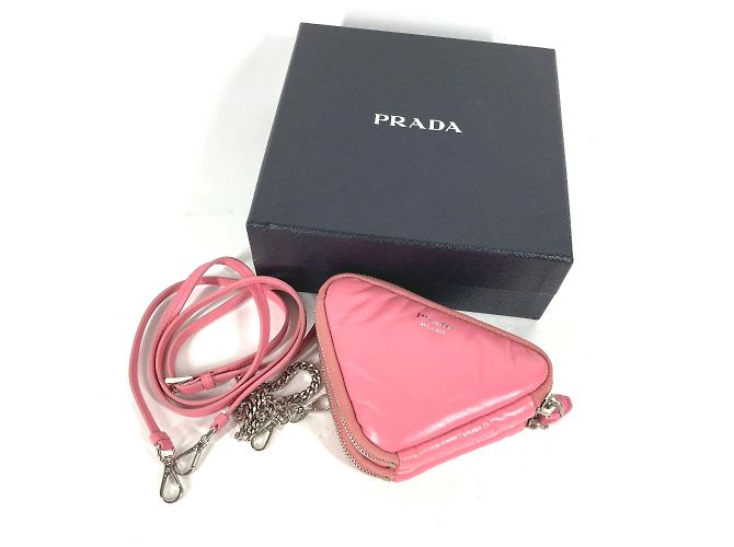 Borsa a spalla in pelle rosa Prada - vista 4