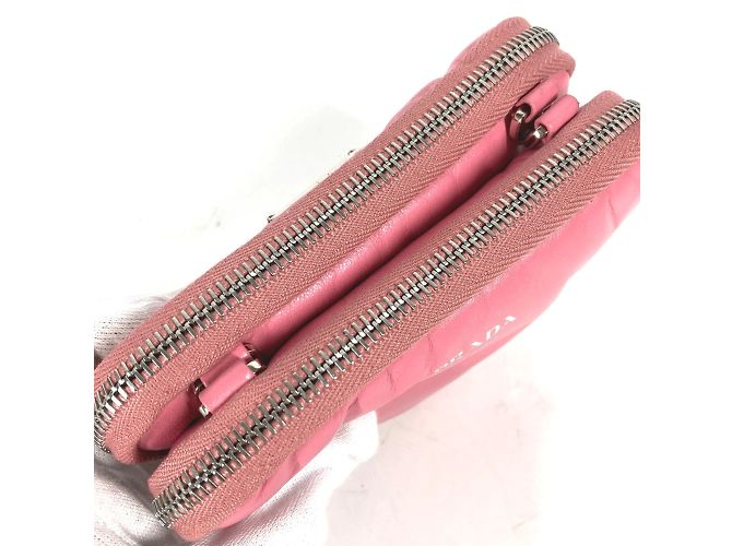 Borsa a spalla in pelle rosa Prada - vista 5