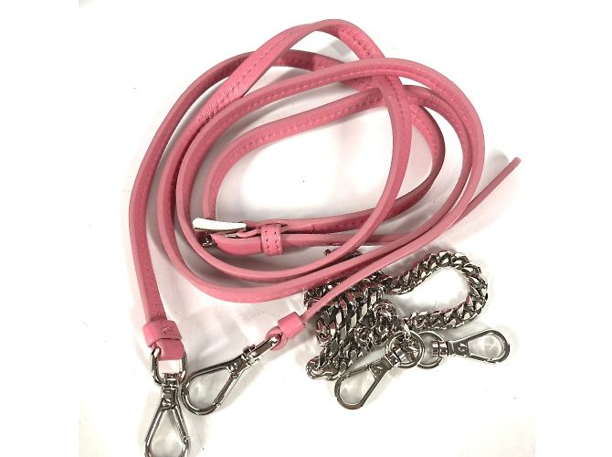 Borsa a spalla in pelle rosa Prada - vista 8