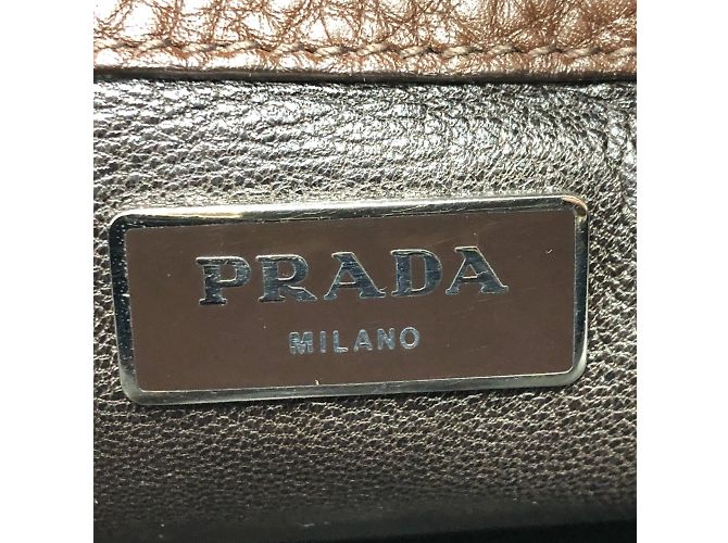 Borsa a spalla in pelle marrone Prada - vista 11