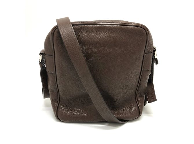 Borsa a spalla in pelle marrone Prada - vista 2