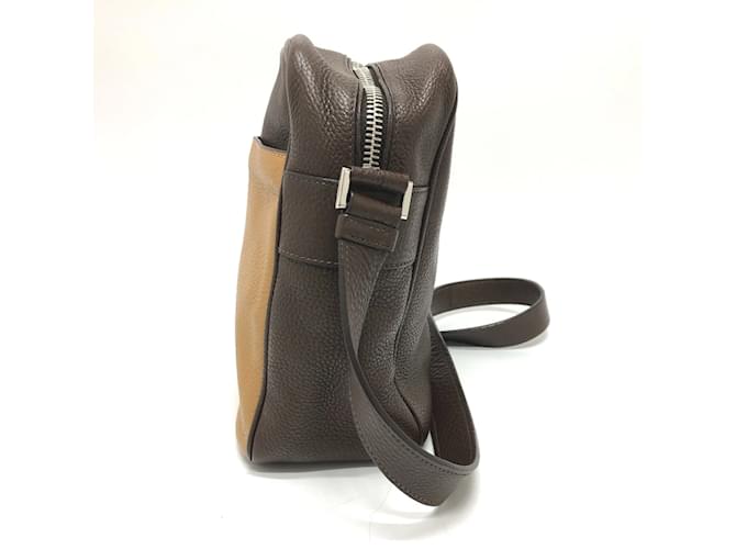 Borsa a spalla in pelle marrone Prada - vista 3