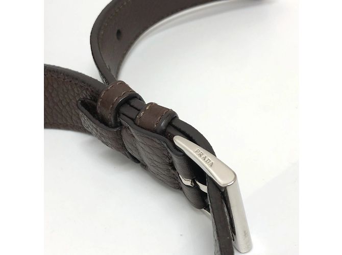 Borsa a spalla in pelle marrone Prada - vista 7