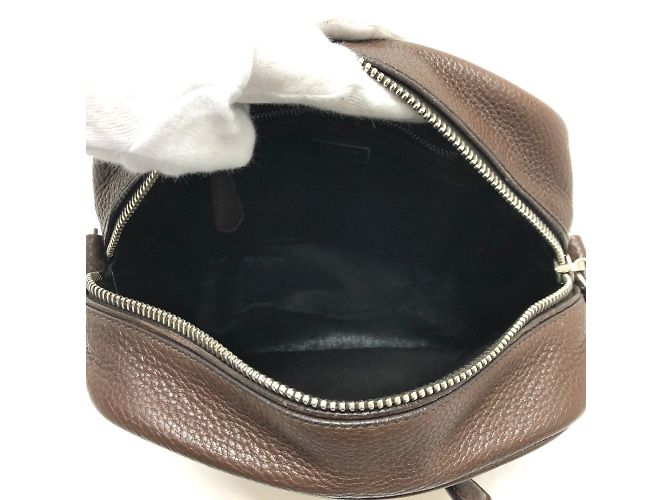 Borsa a spalla in pelle marrone Prada - vista 9