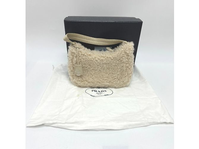 Borsa in pelliccia beige Prada 1NE515 - vista 11