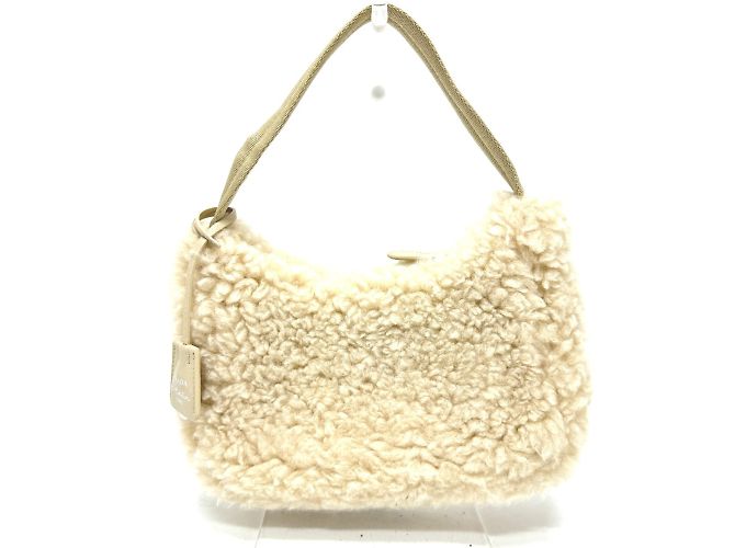 Borsa in pelliccia beige Prada 1NE515 - vista 2