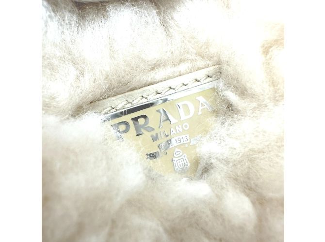 Borsa in pelliccia beige Prada 1NE515 - vista 6