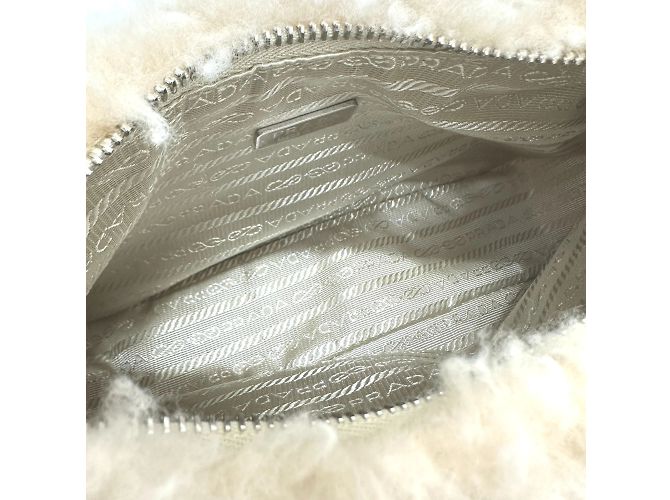 Borsa in pelliccia beige Prada 1NE515 - vista 9