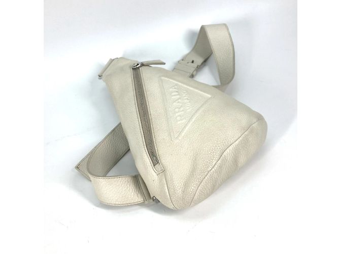 Borsa a Spalla con Logo Triangolo Prada 2VZ098 Bianco - vista 3