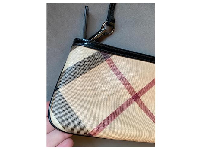Borsa Mini Pochette Burberry Check Beige - vista 3