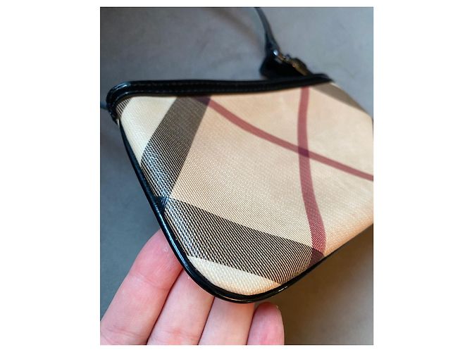 Borsa Mini Pochette Burberry Check Beige - vista 4